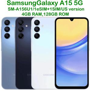 중고 삼성 갤럭시 A15 5G 스마트 안드로이드 폰 A156U1 미국 버전 6.5인치 50MP 삼성 스마트폰 5000mAh 25W NFC 안드로이드14