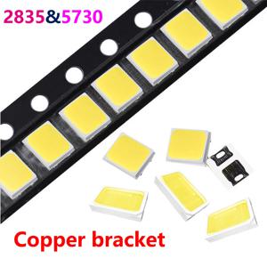 100개 3V LED SMD 5730 또는 2835 구리 LED COB 칩 램프 비드 0.5W 조명 인테리어 교체 부품 (LED 원형 보드 전구용)