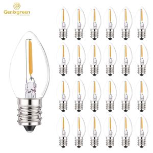 Genixgreen C7 LED 야간 전구 0.5W 디밍 가능 E12 E14 기본 따뜻한 흰색 2700K 샹들리에 소금 램프 교체 미니 촛불 전구