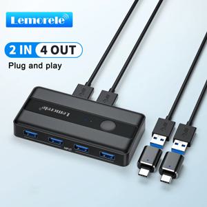 USB KVM 스위치 어댑터, USB 3.0 스위처, 컴퓨터 키보드용 프린터 공유기, 2 입력, 4 출력