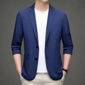 남성 정장 코트 고급스러운 포멀 비즈니스 정장 재킷 단색 스타일 싱글 브레스티드 깔끔한 어깨 라인 재킷