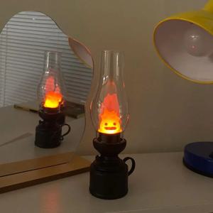 Calcifer Flameless Night Light 할로윈 레트로 장식 촛불 라이트 만화 애니메이션 귀여운 램프 침실 머리맡 테이블 램프