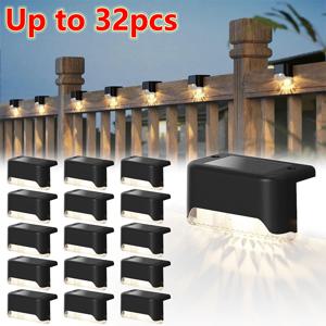 4-20PCS 따뜻한 흰색 LED 태양 단계 조명 야외 정원 경로 계단 조명 방수 발코니 파티오 울타리 조명 장식