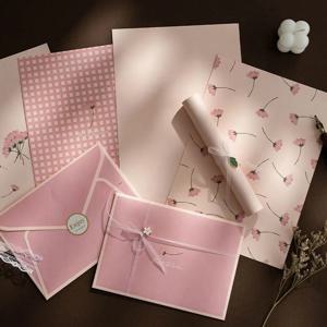 기프트 카드 꽃 꽃 봉투 스티커가있는 DIY 엽서 편지 패드 쓰기 가능한 인사말 편지 쓰기 종이 웨딩 파티