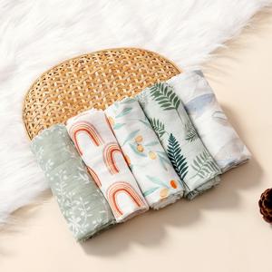5개 세트 60*60cm 초부드러운 대나무 면 무슬린 담요 유아 남아/여아 다용도 수유 트림 천 타월 아기 트림 천 세트