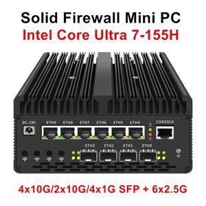 토프톤 솔리드 방화벽 미니 PC 울트라 9 185H 7 155H 4x/2x 10G SFP 6*2.5G LAN 인텔 vPro 썬더볼트 4 2xNVMe 프록스모스 홈 서버
