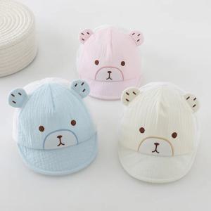 귀여운 만화 곰 아기 야구 모자 여름 메쉬 통기성 유아 남아 여아 햇빛 가리개 부드러운 챙 유아용 오리혀 모자
