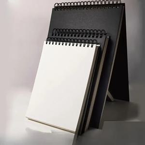 1pc 고급 블랙 스케치북 - 나선형 바인딩, 그림 및 스케치에 적합한 두꺼운 종이 페이지, 대형 패키지, A6 사이즈