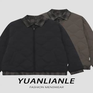   스타일리쉬 겨울 다운 자켓 90 화이트 덕다운 플래드 스플릿 투피스 레이어링 남성 캐주얼 패션 따뜻한 두꺼운 숏패딩