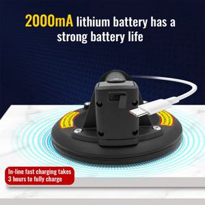 8인치 전기 진공 흡착컵 200kg 용량 진공 리프트, 화강암 타일 유리에 적합, 충전식 1800mAh 배터리 포함
