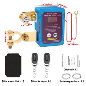 12V/24V 자동차 배터리 마스터 스위치(리모컨 포함) 및 LED 전압 표시 기능이 있는 배터리 차단 스위치 (자동차, 트럭, 보트, RV용)