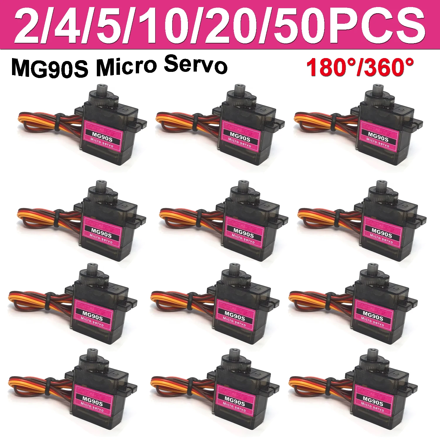 2/4/5/10/20/50PCS MG90S 서보 올 메탈 기어 마이크로 서보 180 ° /360 °   RC 헬리콥터, 비행기, 보트, 자동차, 로봇 업그레이드 버전 부품용
