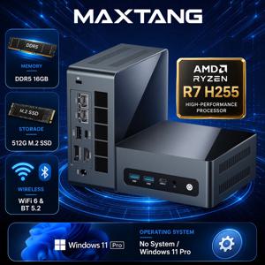 맥스탱 H255 게이밍 미니 PC AMD 라이젠 7 H 255 (업그레이드된 8745HS) 라데온 780M 최대 4.9GHz 8코어16스레드 USB4 2*2.5G LAN 트리플 4K 디스플레이