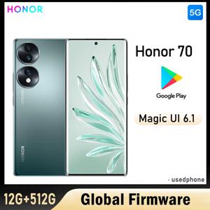HONOR 70 5G 스마트폰 글로벌 펌웨어 6.67인치 4800mAh 후면 카메라 54MP 스냅드래곤 778G 플러스 RAM 12GB ROM 512GB 중고폰