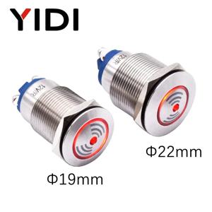 19mm 22mm 방수 시끄러운 LED 빛 플래시 부저 스위치 스테인레스 스틸 12V 24V 220V 표시기 빨간색 램프 알람 경고 부저