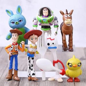 디즈니 7개/세트 토이 스토리 4 우디 제시 버즈 라이트이어 불스아이 포키 덕키 버니 PVC 피규어 생일 케이크 장식 장난감