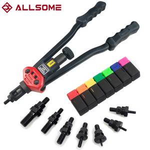 Allsome BT-607 수동 리베터 건 핸드 리벳 도구 키트, 리벳 너트 설정 도구, 너트 세터 M3, M4, M5, M6, M8, M10, M12, 16 인치