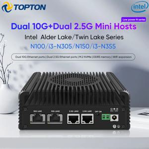 토포튼 4 NIC 솔리드 메탈 방화벽 PC 인텔 I3-N305 N150 2*10G 2*2.5G RJ45 LAN DDR5 2*NVMe NAS 미니 PC 프록스모크스 ESXi 홈 서버