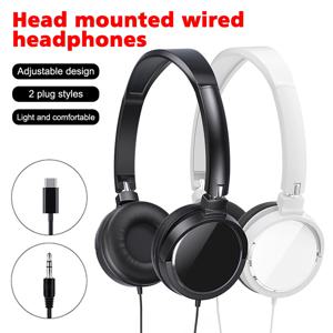 3.5mm/Type-C 플러그 유선 헤드폰 접이식 헤드폰 PC MP3 스마트 폰 태블릿 용베이스 스테레오 패션 음악 이어폰
