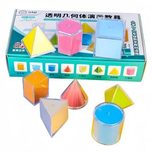 8Pcs 몬테소리 수학 투명한 3D 기하학 빌딩 블록 학습 장난감 교육 보조 3D 공간적 사고 감각 퍼즐 장난감