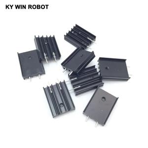 10개, 19x8x25mm 크기의 검은색 알루미늄 TO-220 방열판, TO220 트랜지스터용 방열판, 2핀 포함, 25*8*19mm 크기.