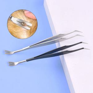 2 in 1 진드기 제거 도구 전문 제거 핀셋 (인간 및 애완동물용) 벼룩 및 진드기 제거 도구