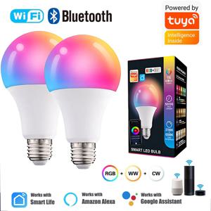 투야 와이파이/블루투스 스마트 전구 알렉사 LED 램프 E27 RGB 스마트 전구 220V 110V 스마트 램프 구글 어시스턴트 스마트 라이프용