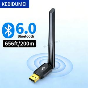 KEBIDUMEI USB 블루투스 6.0 어댑터 200M 동글 PC 무선 마우스 키보드 음악 오디오 수신기 송신기 블루투스