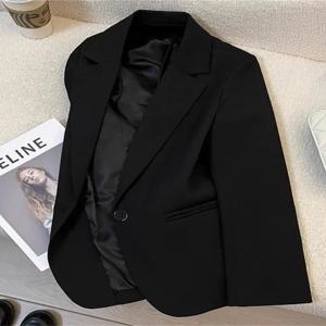 새로운 2026 여성용 블랙 전문직 정장 재킷 워크웨어 통근 유니폼 호텔 프로토콜 긴소매 원버튼 코트