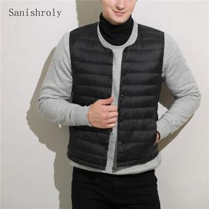 Sanishroly Two Wears New Men 울트라 라이트 화이트 오리 다운 조끼 겨울 남성 버튼 V 넥 빅 사이즈 민소매 양복 조끼 자켓 3XL