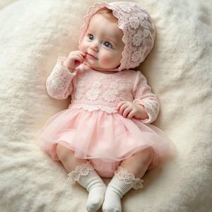 신생아 사진 촬영 공주 의상 BabyGirl 흰색 레이스 튤 드레스와 모자 신생아 유아 세례식 가운 사진 촬영 의상