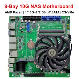 토폰 8베이 10G 방화벽 NAS ITX 마더보드 AMD 라이젠 7 8845HS PRO 6850U 10G+2*2.5G LAN 2*NVMe 6*SATA PCIEx8 게이밍 메인보드