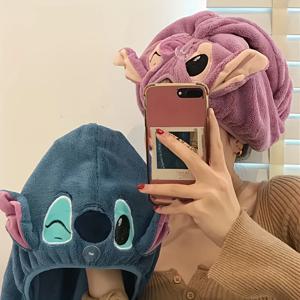 디즈니 스티치 샤워캡 1개, 홈 드라이 헤어캡, 귀엽고 튼튼한 파티 모자, 여성용 헤드스카프, 장난감 모자