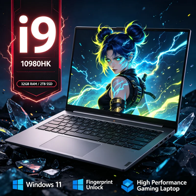 15.6인치 FHD 1080P 슬림 노트북 i9-10980HK 32GB 램 2TB NVMe SSD 윈도우11 프로 지문인식 백라이트 키보드 게이밍 노트북