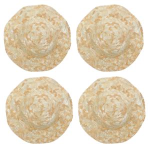 4Pcs 손으로 짠 미니 밀짚 모자 천연 경량 장식 라운드 탑 미니어처 밀짚 모자 공예 홈 장식 인형 집