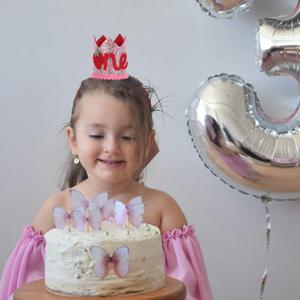 귀여운 딸기 생일 왕관 모자 아기 여자아이 첫 생일 머리 장식 한 살 파티 기념 사진 소품 파티 왕관