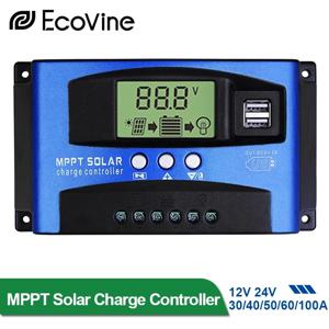 MPPT 태양광 충전 컨트롤러, 12V, 24V, 태양 전지 패널 배터리 충전기, 부하 포함 듀얼 USB LCD 디스플레이 레귤레이터, 30A, 40A, 50A, 60A, 100A