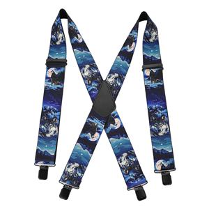 1.97인치 남성용 X자형 늑대 패턴 고탄성 조절 가능한 스트랩