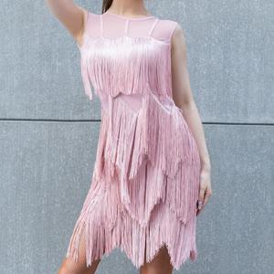 여성용 라틴 스트라이프 드레스, 더블 슬리브 댄스 스커트, 볼룸 룸바 탱고 삼바 댄스 스커트, 라틴 경연대회용