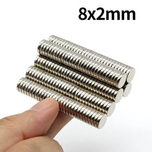 8x2mm 초강력 네오디뮴 자석 N35 NdfeB 영구 자석 강력한 자석 냉장고 자석