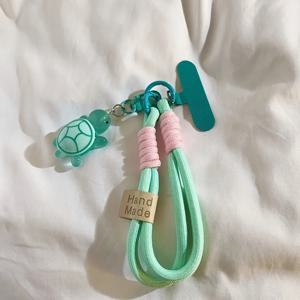 귀여운 여름용 범용 브레이드 휴대폰 끈 스트랩 만화 거북이 모양 패치 손목 스트랩 C