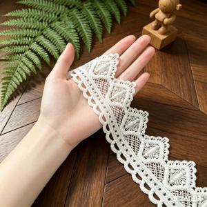 빈티지 스캘럽 기하학 레이스 트림, 폭 2인치, 웨딩드레스, DIY 바느질, 커튼, 헤어 액세서리, 홈 데코용