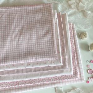 핑크 코튼 디지털 인쇄 원단 140x50cm 40S DIY 홈웨어 봉제 인 스타일 여성 아동 의류를위한 꽃무늬 체크 디자인