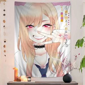 VIKAMA 마이 드레스업 달링 마린 키타가와 태피스트리 벽걸이 침실 기숙사 애니메이션 팬 홈 데코레이션 액센트 천