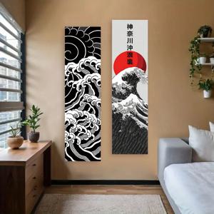 검은 바다 파도 붉은 태양 태피스트리, 가나가와의 대파도 태피스트리 벽걸이, 일본 우키요에 예술 태피스트리 벽 장식