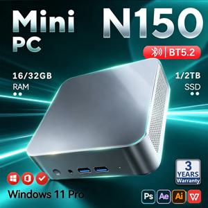 2026 인텔 N150 미니 PC 휴대용 게이밍 윈도우11 프로 16/32GB 램 WIFI6 BT5.2 4K 1/2TB SSD 1000Mbps 미니 게이머 컴퓨터 PC