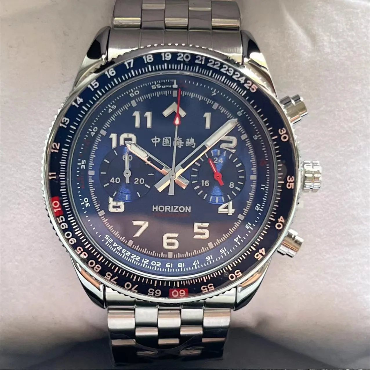 Seagull 새로운 파일럿 시계 42mm 스테인레스 스틸 팔찌 방수 레트로 클래식 쿼츠 크로노그래프 캐주얼 포멀 시계