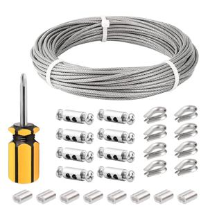 SGYM 케이블 키트 20M/3mm 스테인레스 스틸 와이어 로프 PVC 등반 식물 정원 와이어 난간 코팅