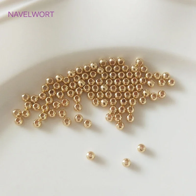 2mm-6mm 18K 골드 도금 라운드 스페이서 비즈 팔찌 만들기, 비즈 구분 기호, DIY 쥬얼리 액세서리 만들기위한 황동 비즈