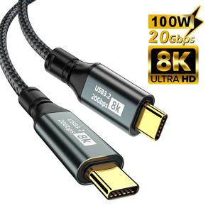 PD100W USB 3.2 20Gbps 타입 C to 타입 C 케이블 8K 60Hz 썬더볼트 3 데이터 케이블 아이폰 15 프로 맥북 삼성용 1m 2m 3m